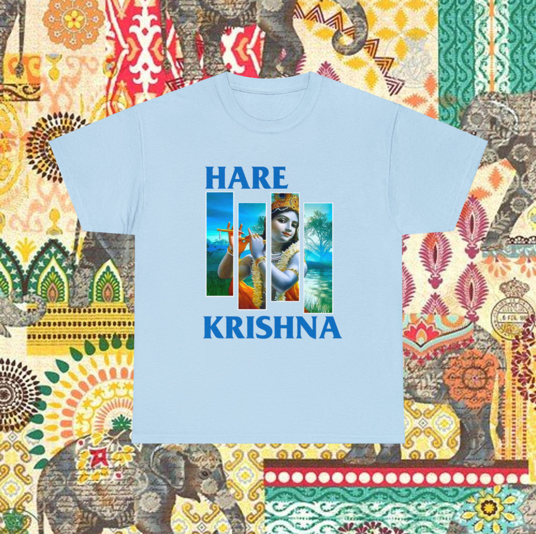 Hare Krishna Flag Tee Blue